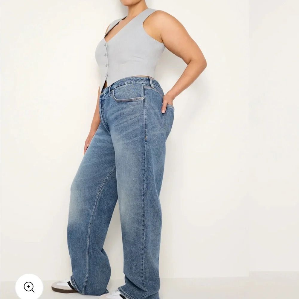 GOOD AMERICAN Relaxed Fit Jeans S20-26 Mid Rise Straight Leg Tummy Control Denim